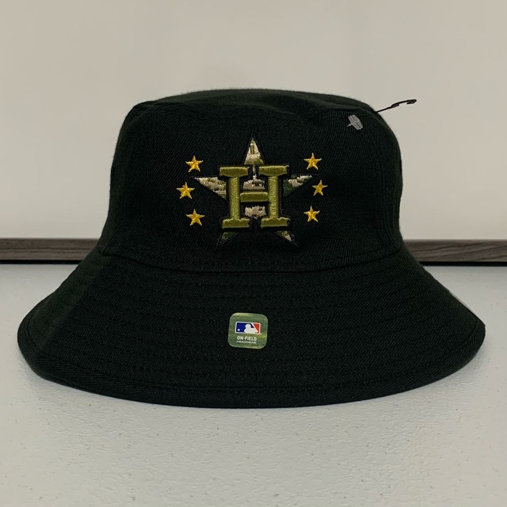 Houston Astros New Era Black 2024 Armed Forces Day Bucket Hat-New